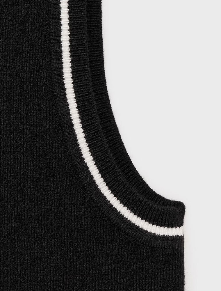 High Neck Two Tone Tank, Black