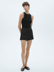 High Neck Two Tone Tank, Black