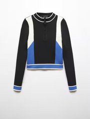 Ribbed Sweater with Zipper, Multicolor