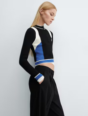 Ribbed Sweater with Zipper, Multicolor