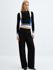 Ribbed Sweater with Zipper, Multicolor