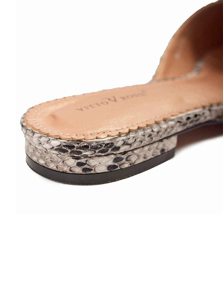 VR Tie Embroidered Python Slingback Flats, Multicolor