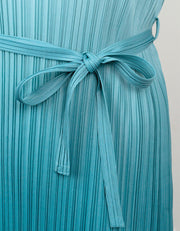 Valentina Ombre Plissé Satin Dress, Sea-foam