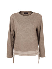 Waist Tie Long Sleeve Top, Tan