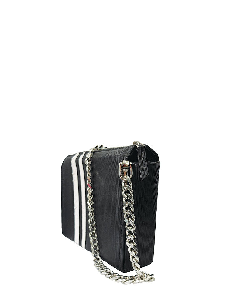 White Stripe Emerald Crossbody Expended, Black