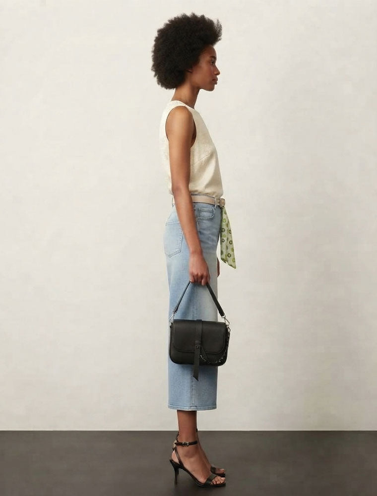 Wide Leg Denim Capri Pants, Light Blue