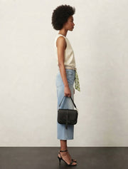 Wide Leg Denim Capri Pants, Light Blue