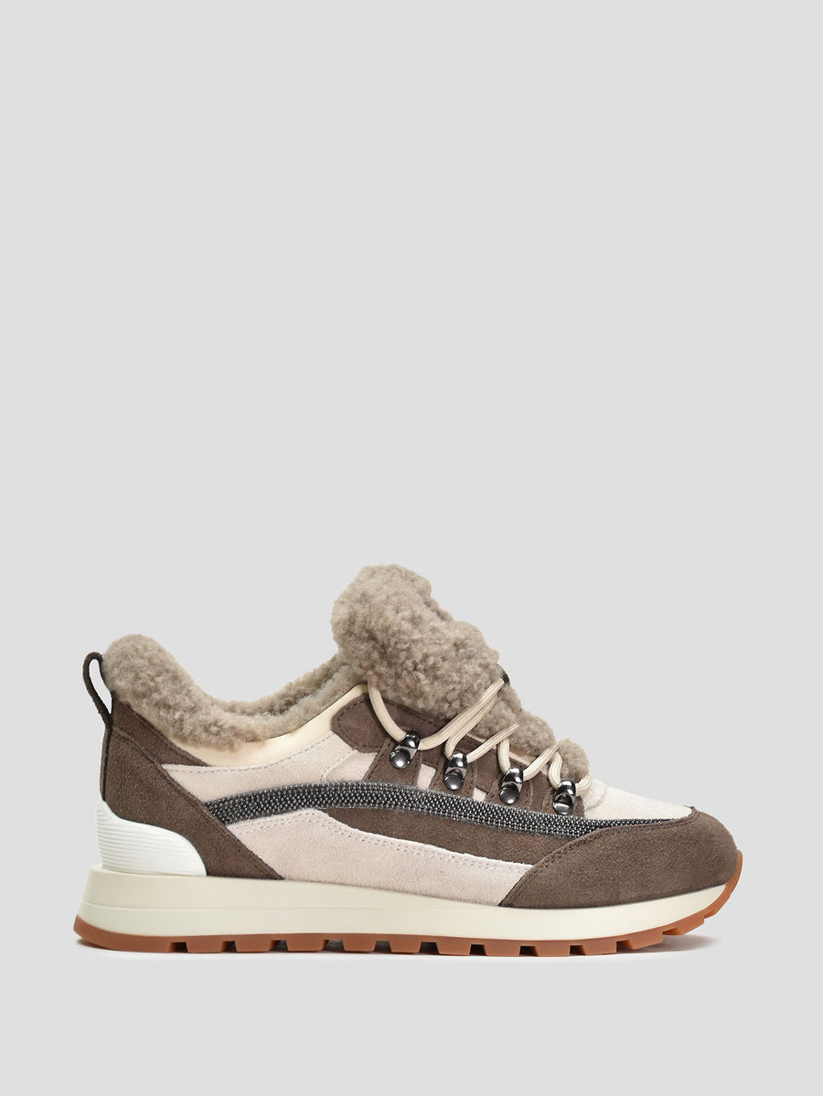 Winter Suede Sneakers, Multicolor Beige