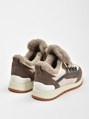 Winter Suede Sneakers, Multicolor Beige