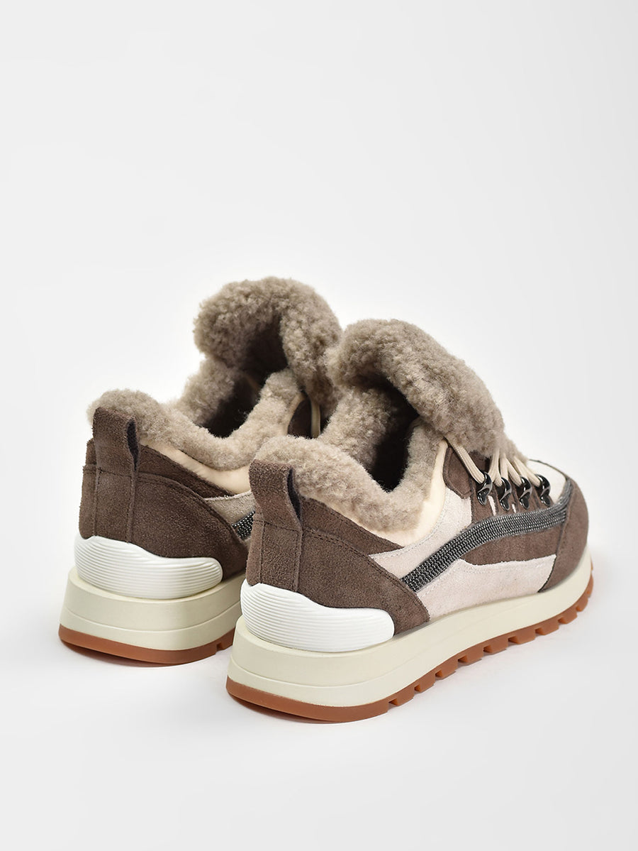 Winter Suede Sneakers, Multicolor Beige