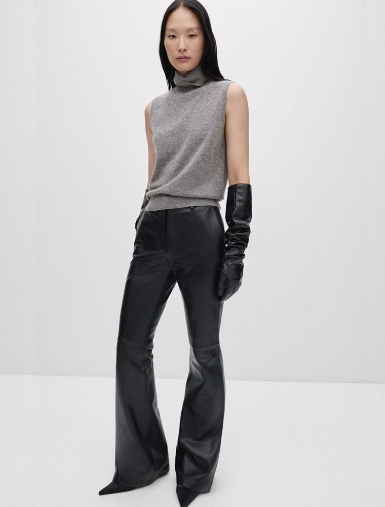 Wool Turtleneck Top, Medium Grey