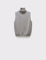 Wool Turtleneck Top, Medium Grey