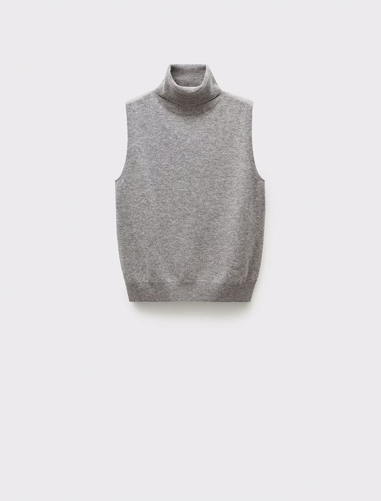 Wool Turtleneck Top, Medium Grey