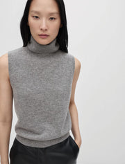 Wool Turtleneck Top, Medium Grey