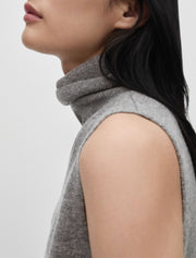 Wool Turtleneck Top, Medium Grey