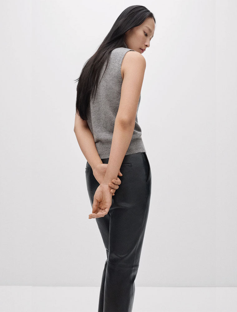 Wool Turtleneck Top, Medium Grey