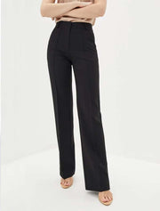 Straight Cut Center Rib Trousers, Black