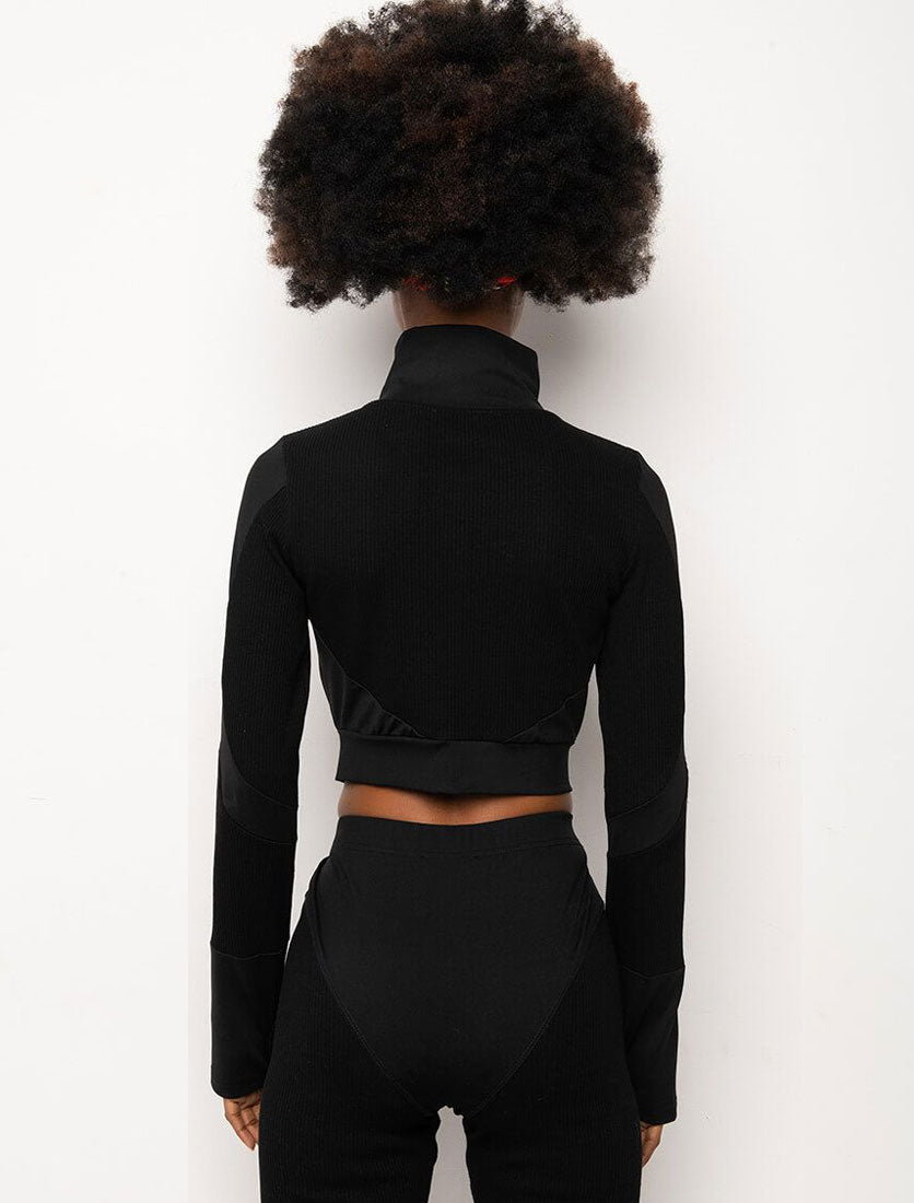 Zip-Up Crop Sports Jacket, Rust-Brown