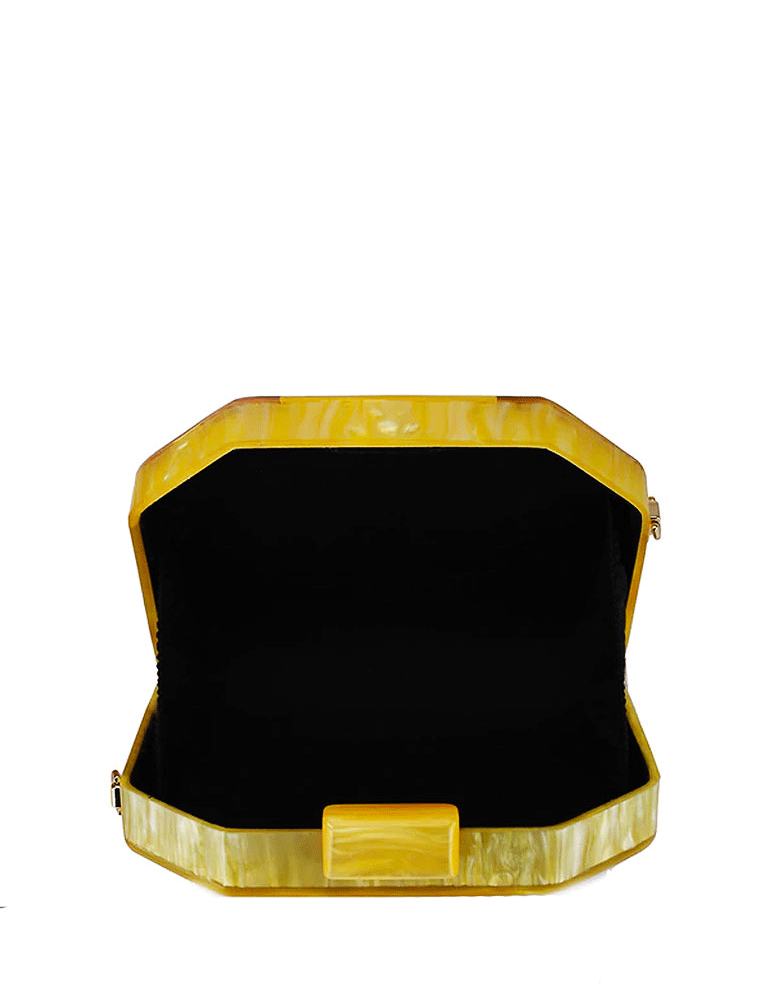 Geometrical Acrylic Clutch Bag, Multicolor Yellow / Pink