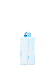 Rectangular Acrylic Clutch Bag with Round Knob, White / Blue