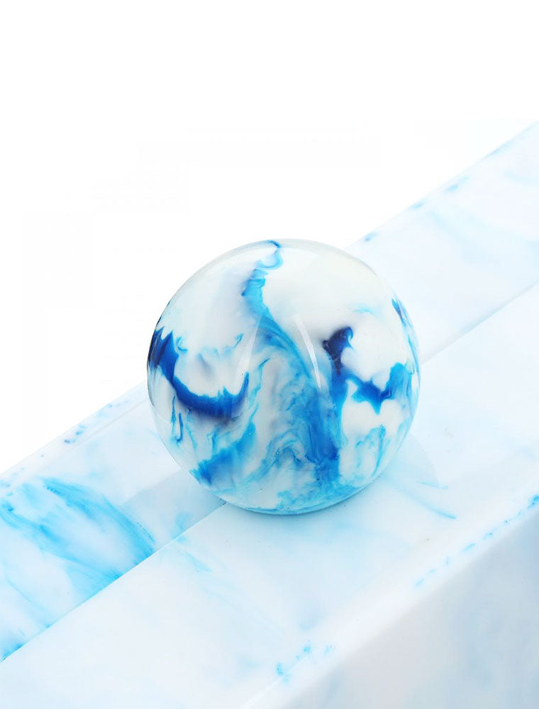 Rectangular Acrylic Clutch Bag with Round Knob, White / Blue