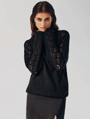 Knit Loose Jumper with Reglan Cut Sleeves, Black