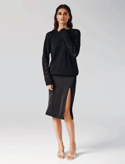 Knit Loose Jumper with Reglan Cut Sleeves, Black