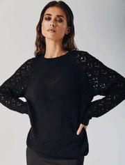 Knit Loose Jumper with Reglan Cut Sleeves, Black