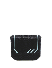 Python Radiant Clutch Bag, Black / Light Blue