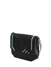 Python Radiant Clutch Bag, Black / Light Blue