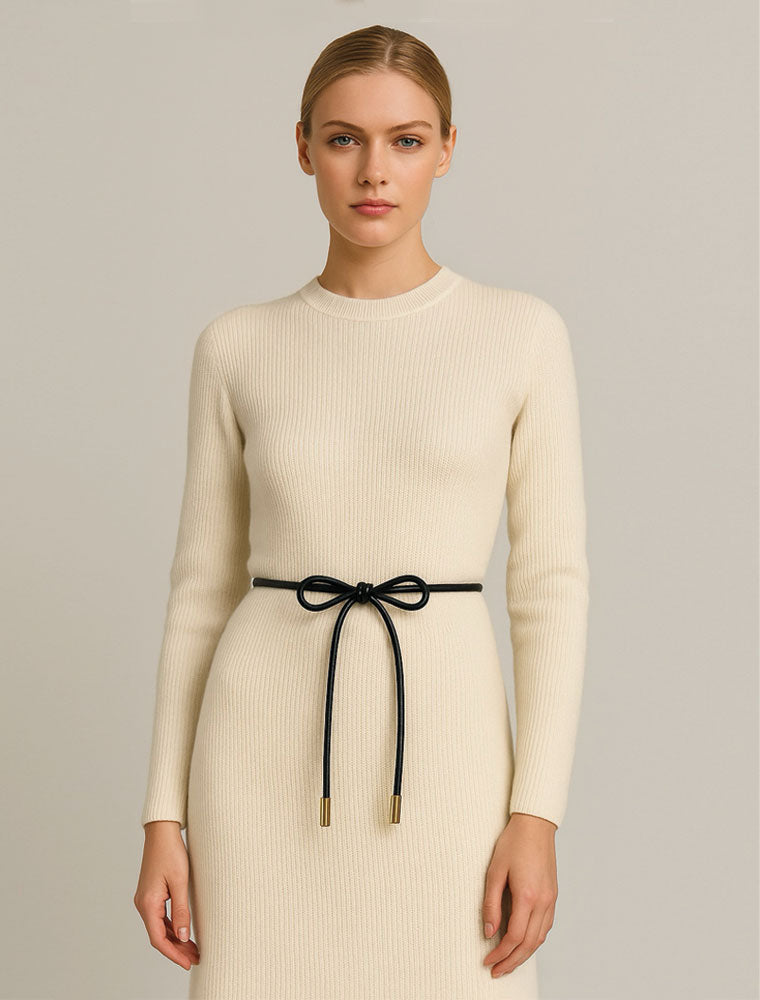 PEcado Circular Leather Belt, Black