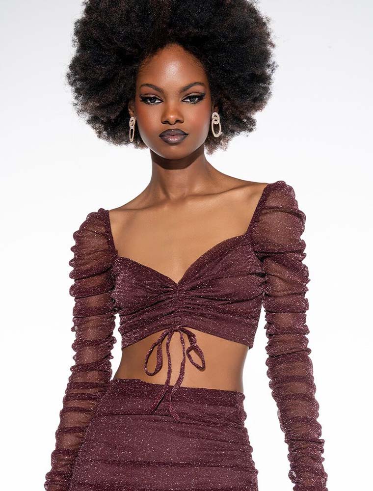 Gathered Crop Top, Mulberry Wine