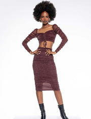 Gathered Midi Skirt, Mulberry Wine