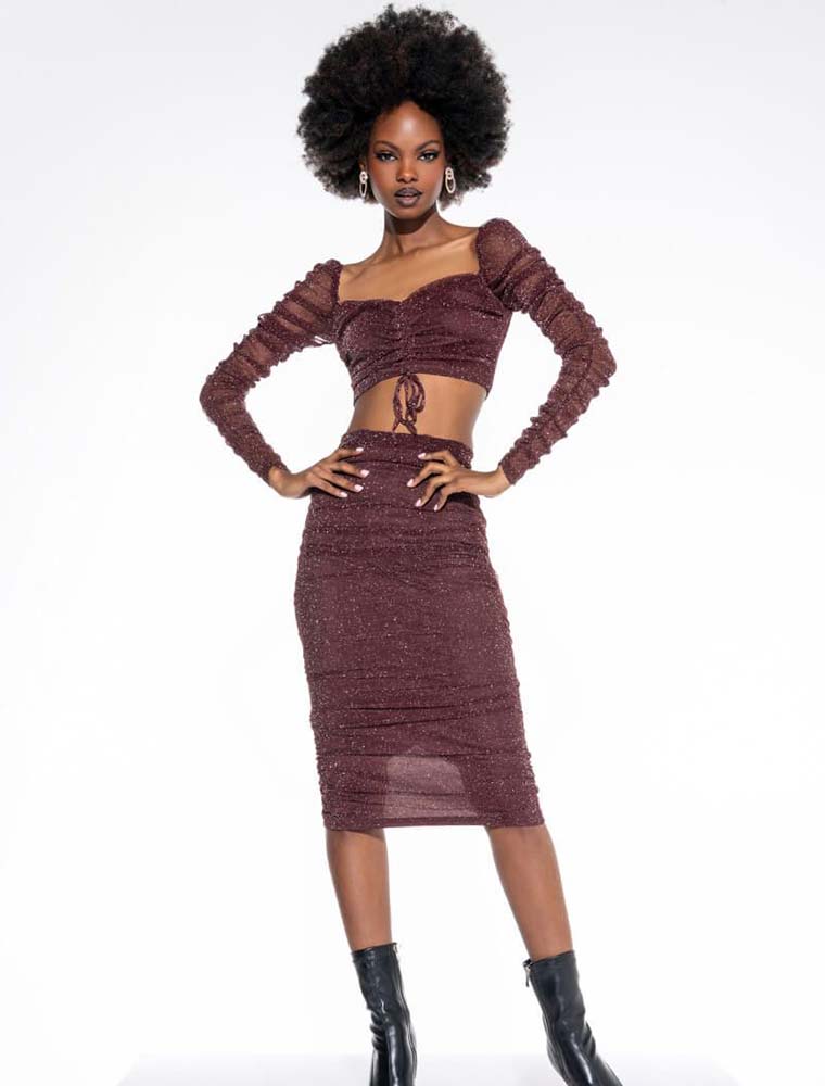 Gathered Crop Top, Mulberry Wine