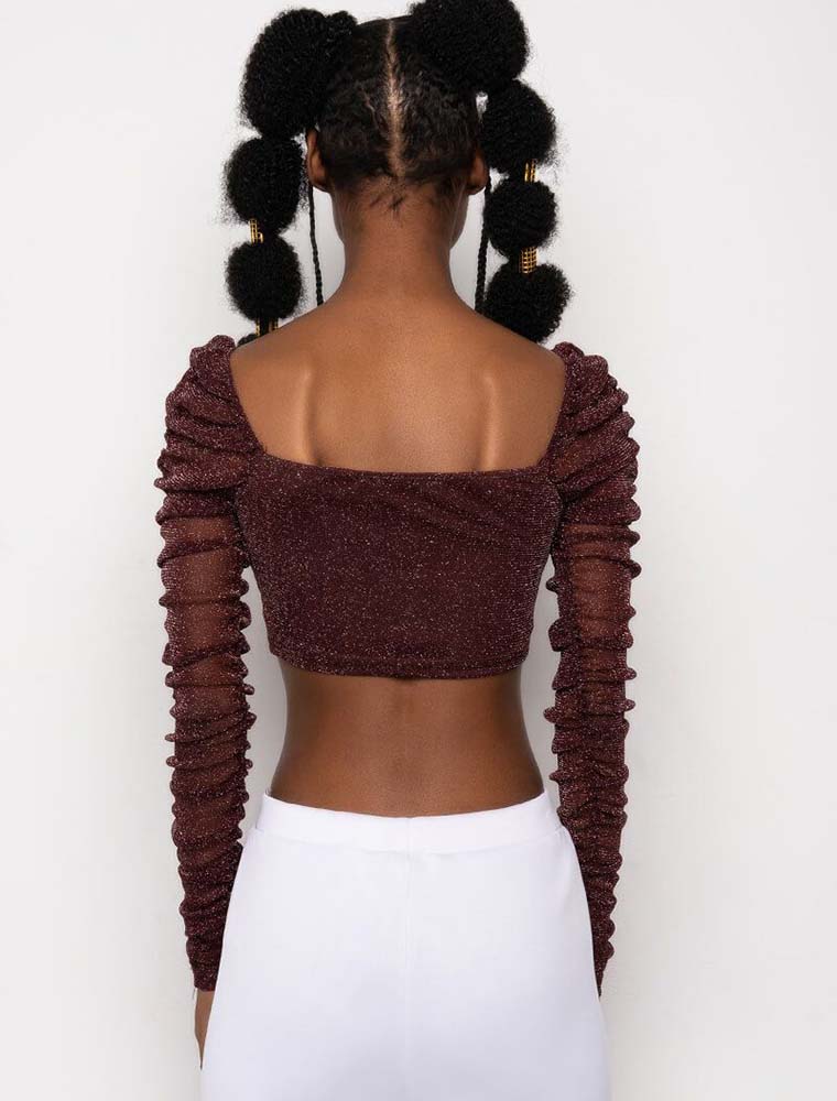 Gathered Crop Top, Mulberry Wine