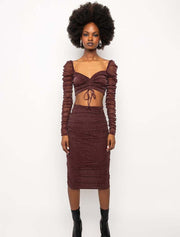Gathered Midi Skirt, Mulberry Wine