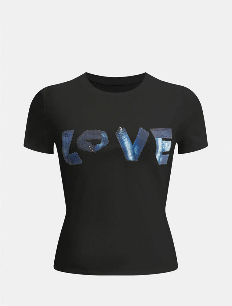 "Love" Cotton T-Shirt, Black