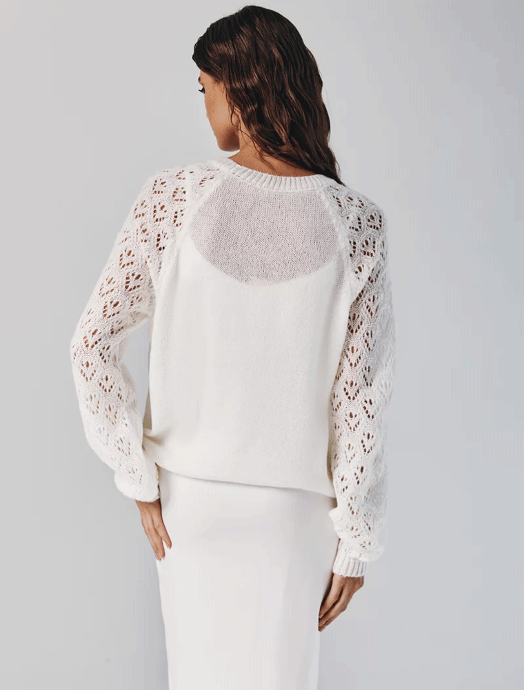 Knit Loose Jumper with Reglan Cut Sleeves, Off White