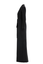 V-Neck Long Sleeve Evening Dress with Crystals, Black