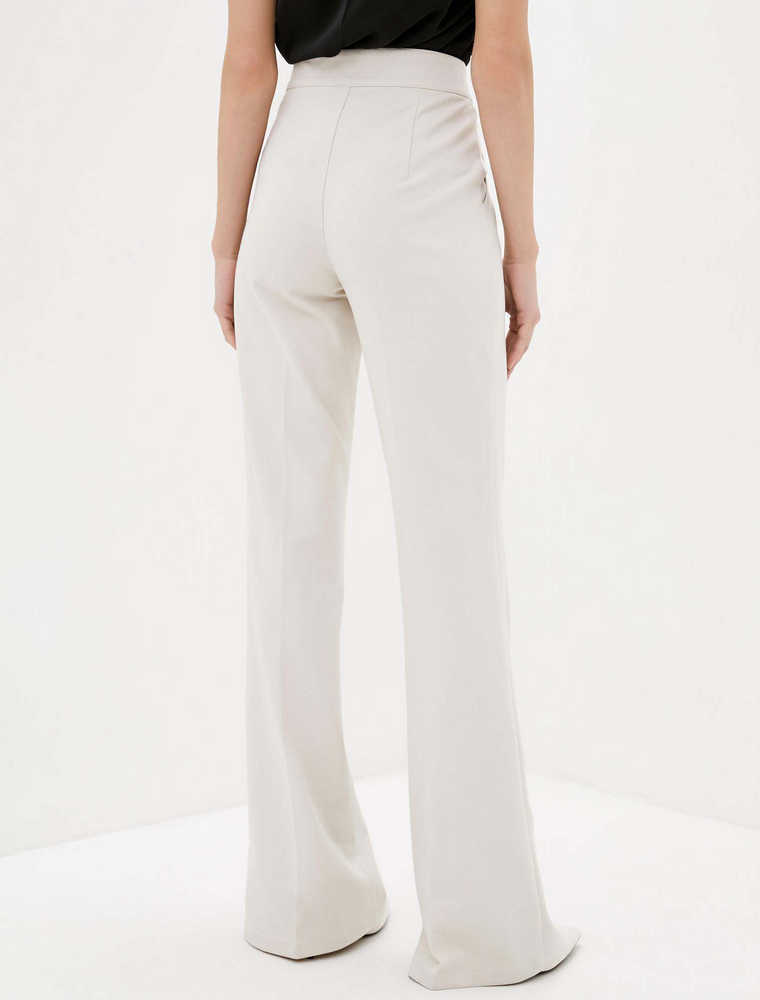 Straight Cut Center Rib Trousers, White